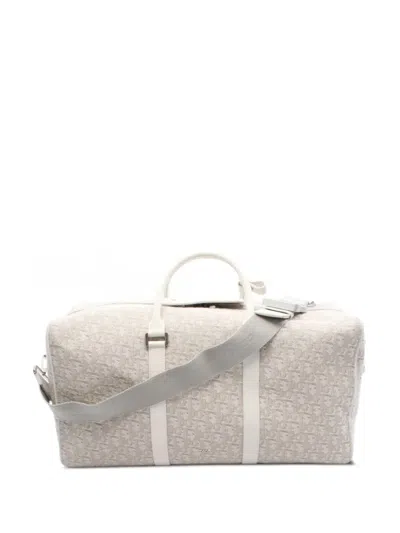 Pre-owned Dior 2010s Boston Oblique-pattern Duffle Bag In White