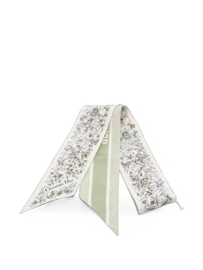 Pre-owned Dior 2010s Butterfly-print Scarf In Neutrals