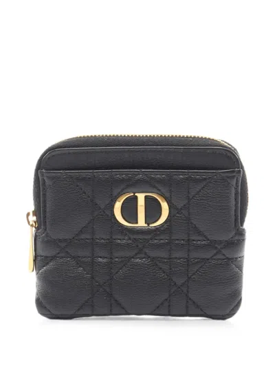 Pre-owned Dior 2010s Caro Cannage Coin Purse In Black