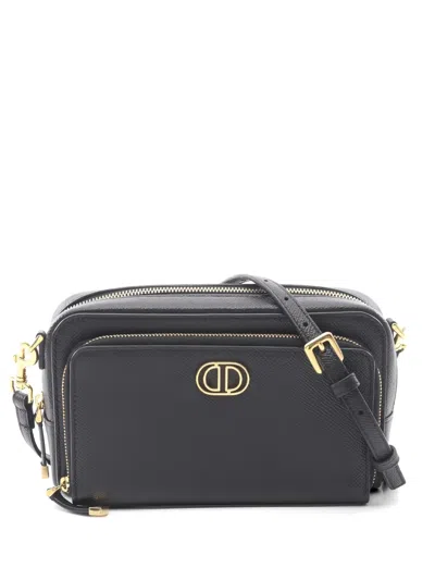 Pre-owned Dior 2010s Caro Double-pouch Leather Shoulder Bag In Black