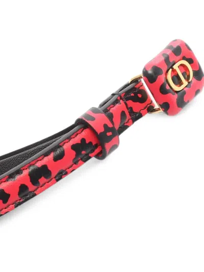 Pre-owned Dior 2010s Cd Logo Leopard-print Belt In Red