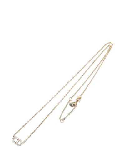 Pre-owned Dior 2010s Cd Rhinestone Necklace In Gold