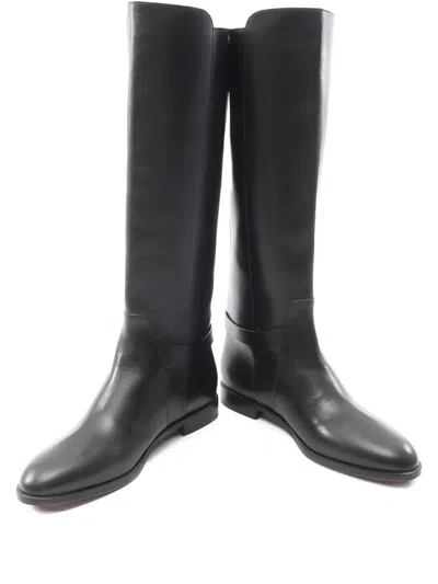 Pre-owned Dior 2010s Cd Strap-detailed Knee-high Boots In Black
