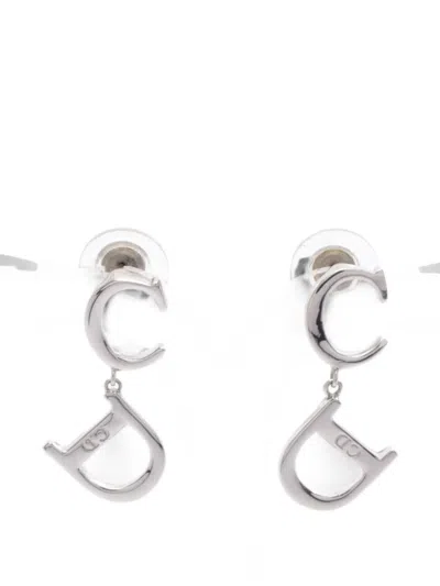 Pre-owned Dior 2010s Cd-logo Earrings In Silver
