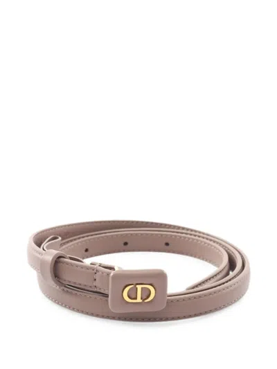 Pre-owned Dior 2010s Cd-logo Leather Belt In Neutrals