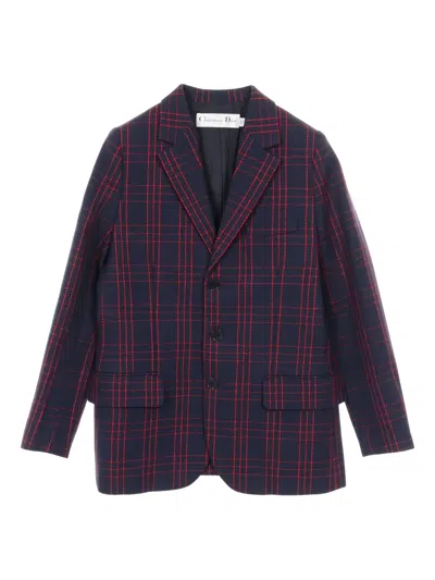 Pre-owned Dior 2010s Check-pattern Blazer In Blue