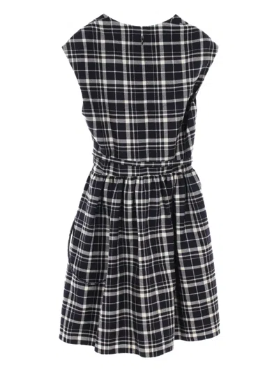 Pre-owned Dior 2010s Checked Wool Dress In Blue