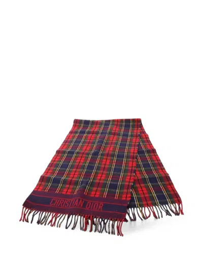 Pre-owned Dior 2010s Check-print Scarf In Red