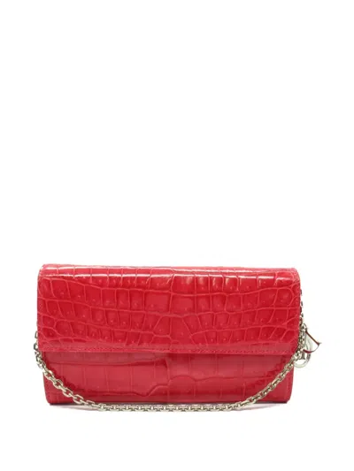 Pre-owned Dior 2010s Crocodile-embossed Wallet In Pink