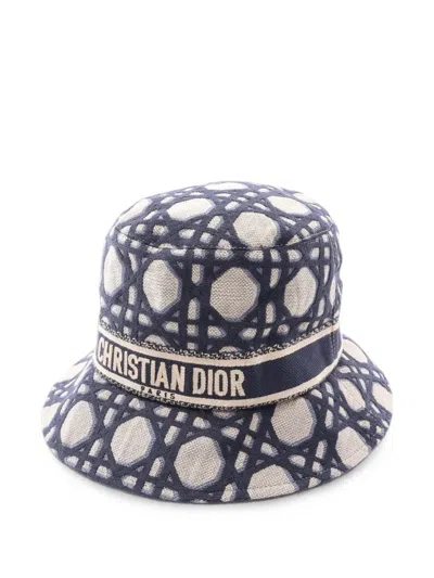 Pre-owned Dior 2010s D-bobby Macrocannage Bucket Hat In Neutrals