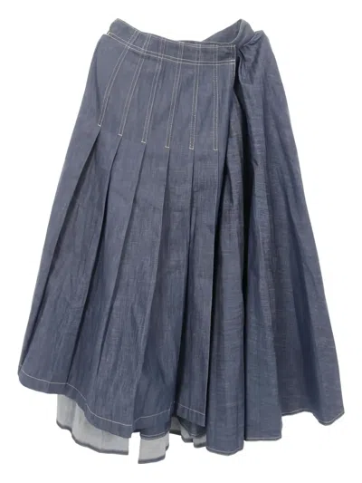 Pre-owned Dior 2010s Denim Wrap Skirt In Blue
