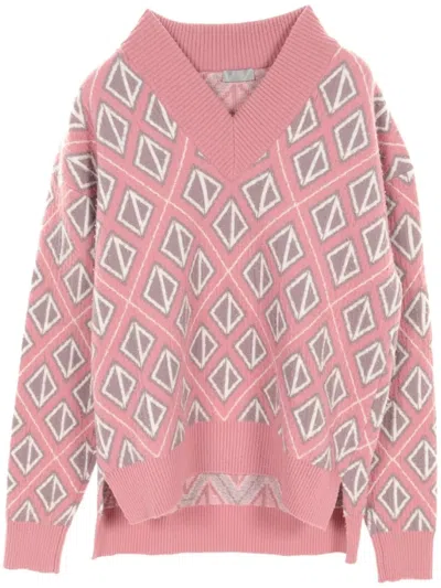 Pre-owned Dior 2010s Diamond Knit Jumper In Pink