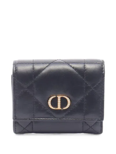 Pre-owned Dior 2010s  Caro Hibiscus Wallet In Black