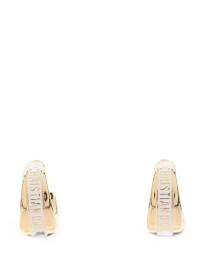 Pre-owned Dior 2010s  Code Hoop Earrings In Gold