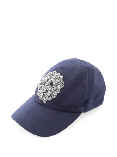 Pre-owned Dior 2010s  Tears Rhinestone Cap In Blue