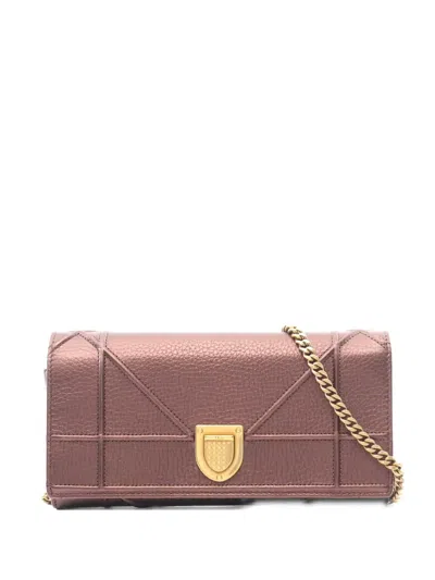 Pre-owned Dior 2010s Ama Chain-strap Leather Clutch Bag In Brown