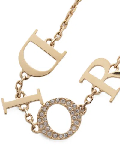 Pre-owned Dior 2010s Dio(r)evolution Rhinestone Bracelet In Gold