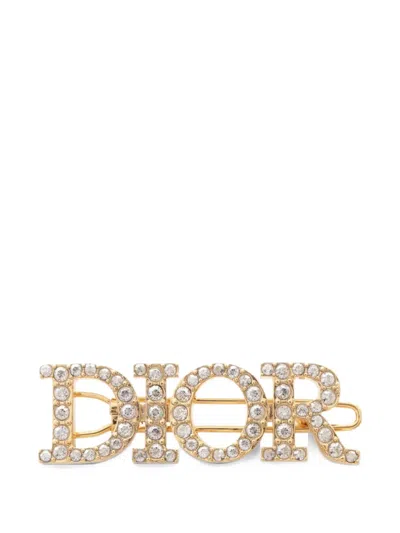 Pre-owned Dior 2010s Dio(r)evolution Rhinestone-embellised Hair Clip In Gold