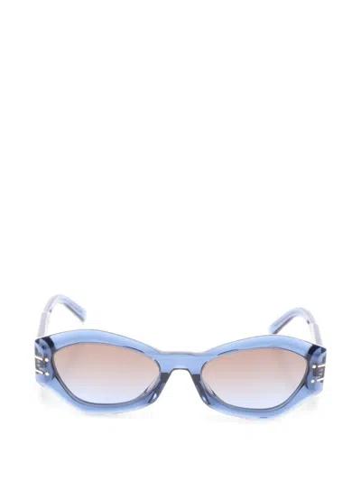Pre-owned Dior 2010s Signature Cat-eye Frame Sunglasses In Blue