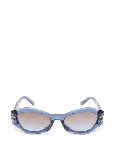 Pre-owned Dior 2010s Signature Cat-eye Frame Sunglasses In Blue