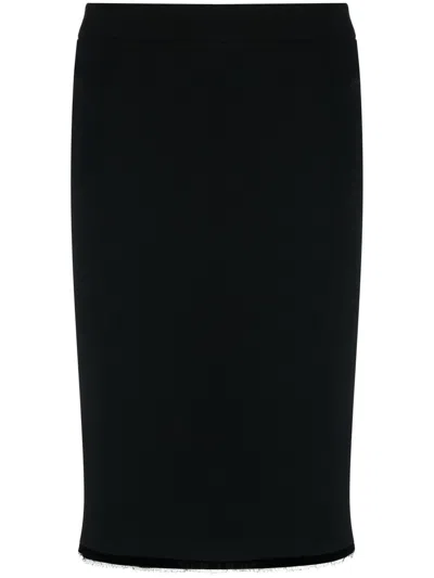 Pre-owned Dior 2010s  Distressed Hem Pencil Skirt In Black