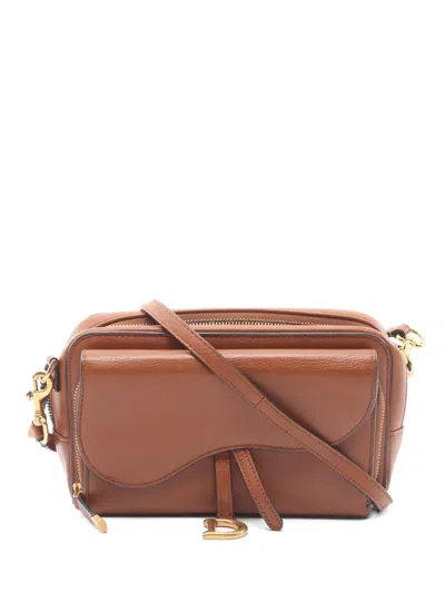 Pre-owned Dior 2010s Double Saddle Pouch Shoulder Bag In Brown