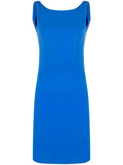 Pre-owned Dior 2010s  Draped Back Sleeveless Dress In Blue