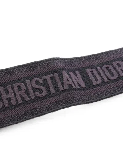 Pre-owned Dior 2010s Embroidered Canvas Belt In Black