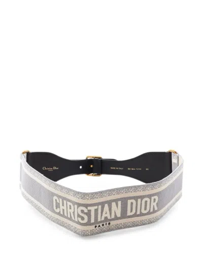 Pre-owned Dior 2010s Embroidered Leather Belt In Black