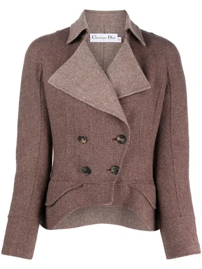 Pre-owned Dior 2010s  Flared-hem Wool Jacket In Brown