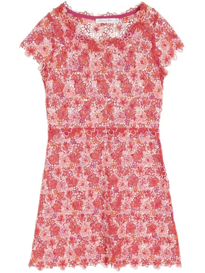 Pre-owned Dior 2010s Floral-lace Dress In Pink