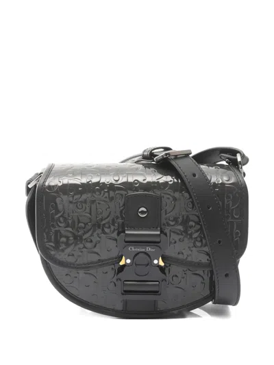 Pre-owned Dior 2010s Gallop Embossed-monogram Shoulder Bag In Black