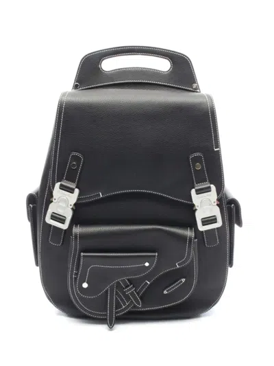 Pre-owned Dior 2010s Gallop Maxi Leather Backpack In Black
