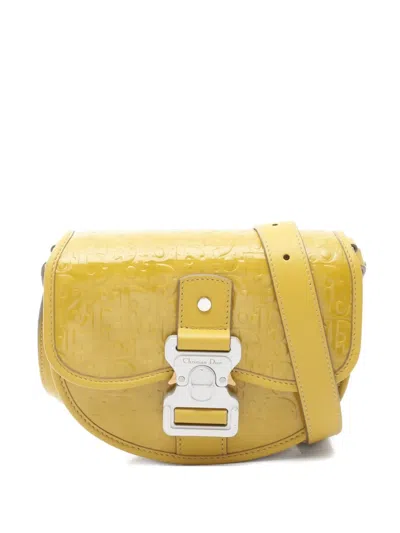 Pre-owned Dior 2010s Gallop Oblique Patent-leather Shoulder Bag In Yellow