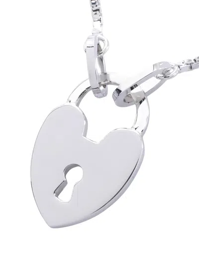 Pre-owned Dior 2010s Heart Lock Necklace In Silver