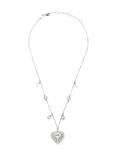 Pre-owned Dior 2010s Heart-pendant Necklace In Silver