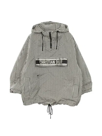 Pre-owned Dior 2010s Houndstooth Hooded Jacket In Black