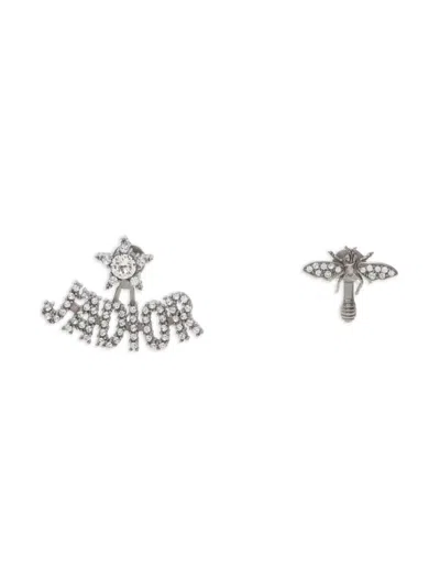 Pre-owned Dior 2010s J'a Bee Star Earrings In Silver