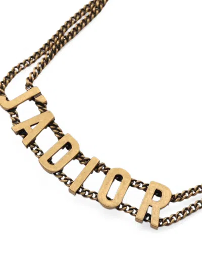 Pre-owned Dior 2010s J'a Double-chain Necklace In Gold