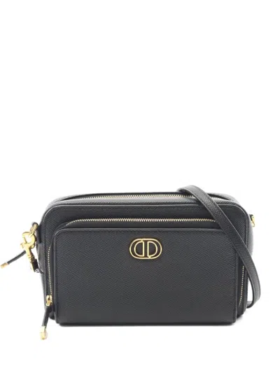 Pre-owned Dior 2010s Karo Double Pouch Shoulder Bag In Black
