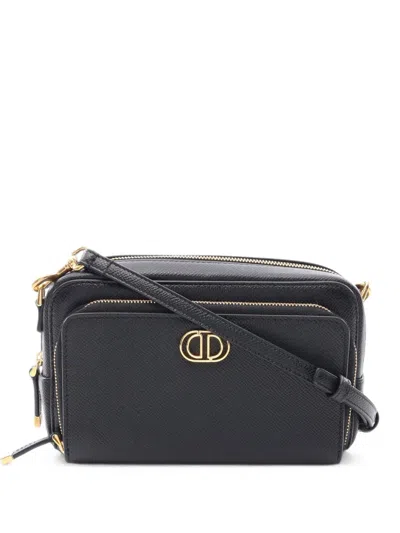 Pre-owned Dior 2010s Karo Double Pouch Shoulder Bag In Black