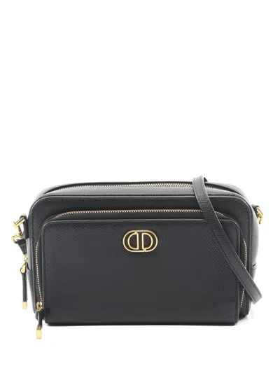 Pre-owned Dior 2010s Karo Leather Mini Bag In Black