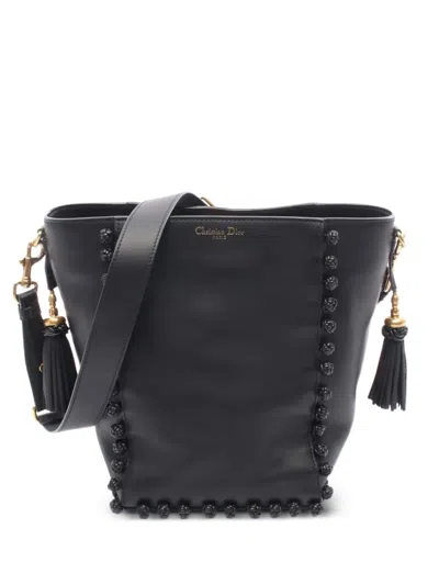 Pre-owned Dior 2010s Knotted-detail Bucket Bag In Black