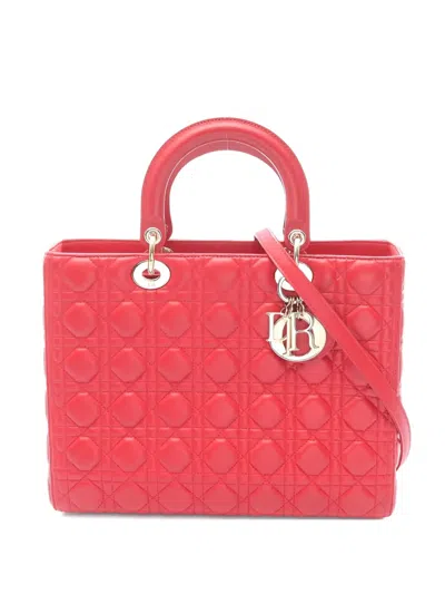 Pre-owned Dior 2010s Lady  Canage-pattern Tote Bag In Red