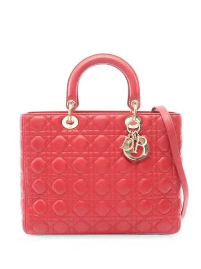 Pre-owned Dior 2010s Lady  Cannage Tote Bag In Red