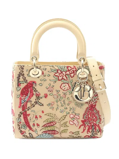 Pre-owned Dior 2010s Lady  Detail-embroidered Tote Bag In Neutral