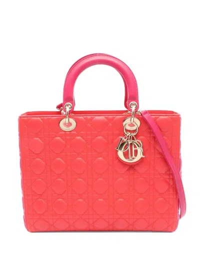 Pre-owned Dior 2010s Lady Leather Handbag In Red