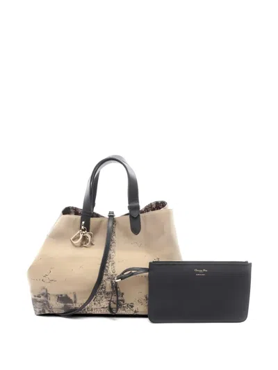 Pre-owned Dior 2010s Large Toujours Oblique Reversible Tote Bag In Neutral