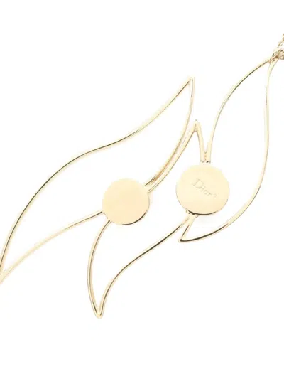 Pre-owned Dior 2010s Leaf-shaped Disc Necklace In Gold