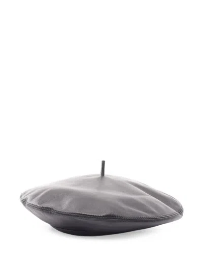 Pre-owned Dior 2010s Leather Beret Hat In Black
